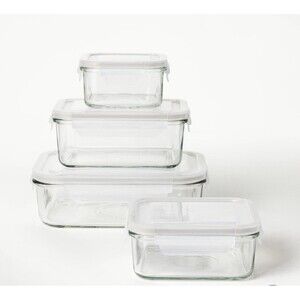 8pc (Set of 4) Glass Food Storage Container Set Clear - Figmint